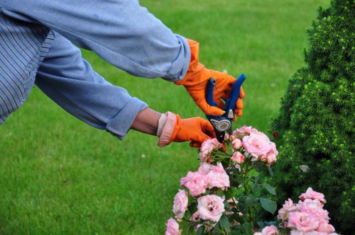 Workers wearing PPE on a garden site
